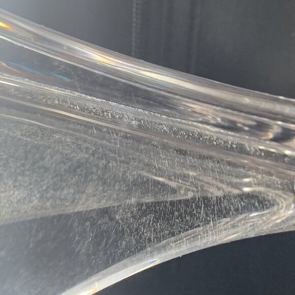Signed Daum France Crystal Freeform Sculpture Vase - 14” Long, Elegant Design - Picture 7 of 9